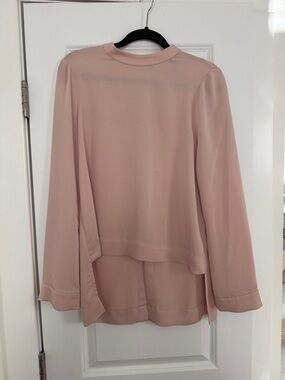 BCBGMaxAzria Blush Pink Mock Neck Long Sleeve Blouse medium